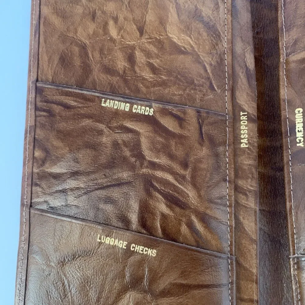 Vintage Wallet Tan/Brown Cowhide Leather Passport/Ticket Holder 1960's Style 7X4